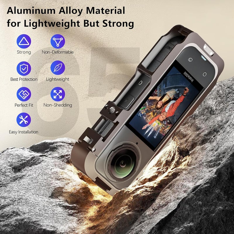 AMAZEAR Metal Protective Case for Insta360 X5 Accessories, Insta 360 X5 Multifunction Utility Frame Stronger Construction Aluminum Cage with Quick-Release Safety Lock, Various Expansion Mounts - Image 5